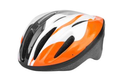 Шлем вело "СТЕЛС" mq12, 12 вент. отверстий (цв. бело/оранжевый) размер s (49-50 см)