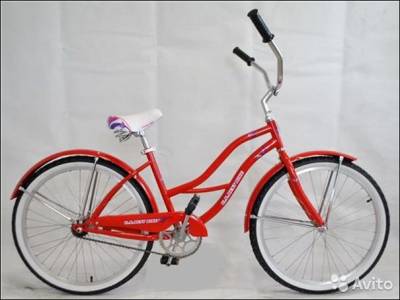 Велосипед 24" РЕТРО BKW-9904 (рама сталь, тормоз ножной, широкое седло, стальн. крылья)Красный