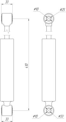 Амортизатор Тайга 263.00.Н2 (L-410мм, D1-25мм,d1-10мм,Н1-33мм, D2-33мм,d2-10мм, Н2-33мм)