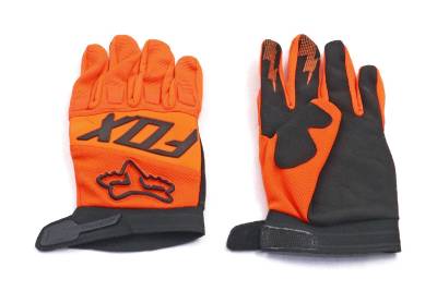 Перчатки мото FOX оранжевые, с черной надписью, L (тыльн.часть-эластич. полиэстер,ладонь-микрофибра)