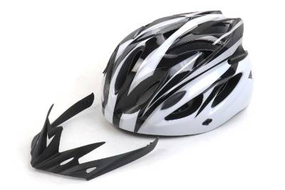 Шлем Вело с козырьком (цв. черно-белый) (размер 54-60см)