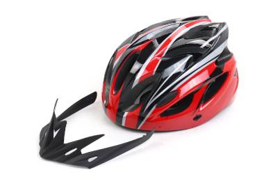 Шлем Вело с козырьком (цв. красно-черный) (размер 54-60см)