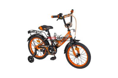 Велосипед 16" Maxxpro M16 (багажник,звонок, доп. колеса в компл.)оранж/черный