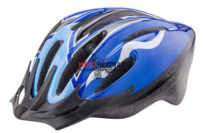 Шлем вело "СТЕЛС" mq12, 12 вент. отверстий (бело/синий) размер м (56-58 см)